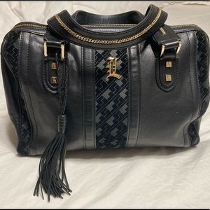 L.A.M.B. black leather satchel handbag